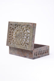 Hand-Carved Soapstone Jewellery Box Stone Craft