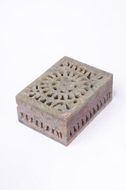 Hand-Carved Soapstone Jewellery Box Stone Craft