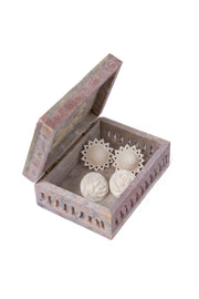 Hand-Carved Soapstone Jewellery Box Stone Craft