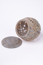 Hand-Carved Soapstone Candle Globe Stone Craft