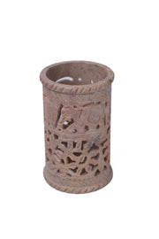 Hand-Carved Soapstone Pen & Pencil Holder Stone Craft