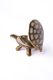 Brass Turtle Trinket Box — Stone Inlay Shell · Vastu & Feng Shui · Handcrafted