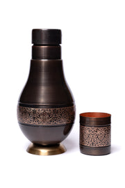 Hand-Engraved Copper Bedside Carafe & Tumbler Set — Ayurvedic Copper Vessel · Tamra Jal · Handcrafted