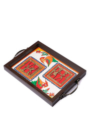 Madhubani & Dhokra Fusion Serving Tray — Fish Motif