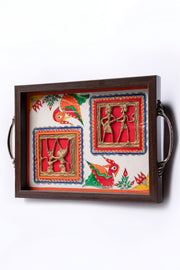 Madhubani & Dhokra Fusion Serving Tray — Fish Motif