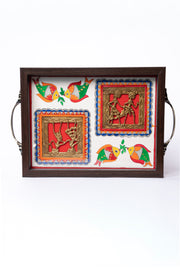 Madhubani & Dhokra Fusion Serving Tray — Fish Motif