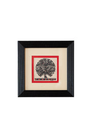Madhubani Tree of Life — Framed Miniature Mithila Painting · Hand-painted on Paper · Bihar Folk Art
