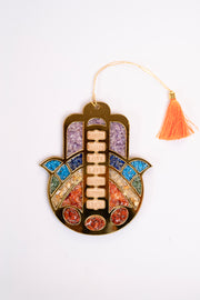 Seven Crystal Hamsa Hand Wall Hanging Handcrafted Home Décor