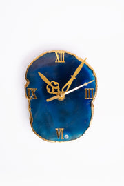 Natural Blue Agate Slice Clock Crystal Home Décor