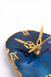 Natural Blue Agate Slice Clock Crystal Home Décor