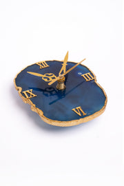 Natural Blue Agate Slice Clock Crystal Home Décor