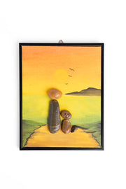 Hand-Painted Pebble Art — A Man & His Dog Pebble Art · Hand-Painted · Framed · One of a Kind