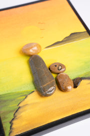 Hand-Painted Pebble Art — A Man & His Dog Pebble Art · Hand-Painted · Framed · One of a Kind