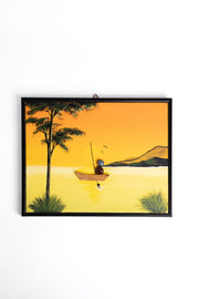 Hand-Painted Pebble Art — The Lone Fisherman Pebble Art · Hand-Painted · Framed · One of a Kind (Copy)