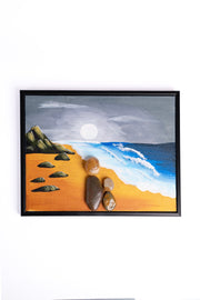 Hand-Painted Pebble Art — Maa & Her Little Ones Pebble Art · Hand-Painted · Framed · One of a Kind