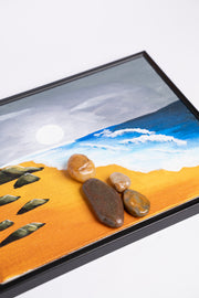 Hand-Painted Pebble Art — Maa & Her Little Ones Pebble Art · Hand-Painted · Framed · One of a Kind