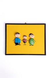 Hand-Painted Pebble Art — Our Family of Three Pebble Art · Hand-Painted · Framed · One of a Kind