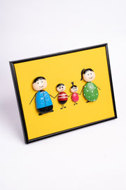 Hand-Painted Pebble Art — Our Happy Family of Four Pebble Art · Hand-Painted · Framed · One of a Kind