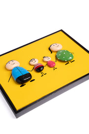 Hand-Painted Pebble Art — Our Happy Family of Four Pebble Art · Hand-Painted · Framed · One of a Kind