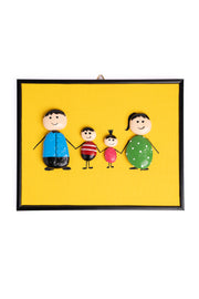 Hand-Painted Pebble Art — Our Happy Family of Four Pebble Art · Hand-Painted · Framed · One of a Kind