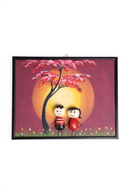 Hand-Painted Pebble Art — Couple Under the Cherry Blossom Pebble Art · Hand-Painted · Framed · One of a Kind