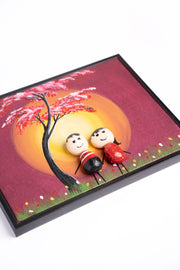Hand-Painted Pebble Art — Couple Under the Cherry Blossom Pebble Art · Hand-Painted · Framed · One of a Kind