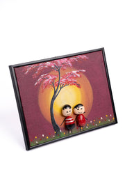 Hand-Painted Pebble Art — Couple Under the Cherry Blossom Pebble Art · Hand-Painted · Framed · One of a Kind