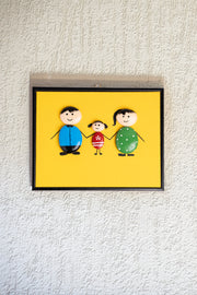 Hand-Painted Pebble Art — Our Family of Three Pebble Art · Hand-Painted · Framed · One of a Kind