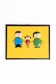 Hand-Painted Pebble Art — Our Family of Three Pebble Art · Hand-Painted · Framed · One of a Kind