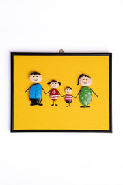 Hand-Painted Pebble Art — Our Happy Family Pebble Art · Hand-Painted · Framed · One of a Kind