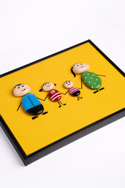 Hand-Painted Pebble Art — Our Happy Family Pebble Art · Hand-Painted · Framed · One of a Kind