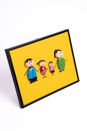 Hand-Painted Pebble Art — Our Happy Family Pebble Art · Hand-Painted · Framed · One of a Kind