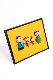 Hand-Painted Pebble Art — Our Happy Family of Four Pebble Art · Hand-Painted · Framed · One of a Kind