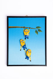 Hand-Painted Pebble Art — Minion Madness Pebble Art · Hand-Painted · Framed · One of a Kind