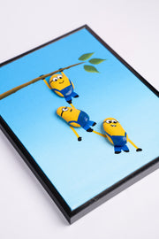 Hand-Painted Pebble Art — Minion Madness Pebble Art · Hand-Painted · Framed · One of a Kind