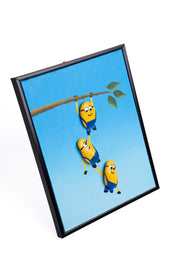 Hand-Painted Pebble Art — Minion Madness Pebble Art · Hand-Painted · Framed · One of a Kind