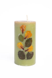 Handmade Lemongrass Botanical Pillar Candle Handcrafted Candle
