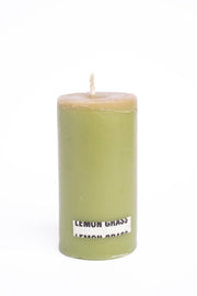 Handmade Lemongrass Botanical Pillar Candle Handcrafted Candle