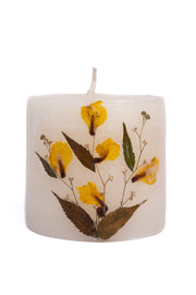 Handmade Rose Botanical Pillar Candle Handcrafted Candle
