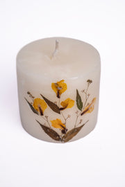 Handmade Rose Botanical Pillar Candle Handcrafted Candle
