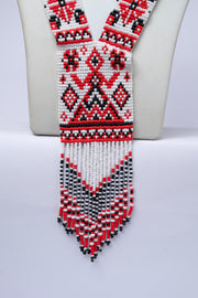 Handwoven White Folk Narrative Panel Seed Bead Necklace & Earring Set Handcrafted Bead Jewellery · Glass Seed Beads · Tribal Craft Tradition · Statement Set