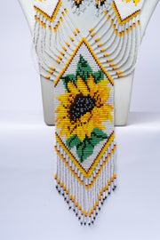 Handwoven Sunflower Seed Bead Necklace & Earring Set · Handcrafted Bead Jewellery · Glass Seed Beads · Tribal Craft Tradition · Statement Set