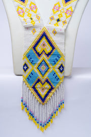 Handwoven Geometric Diamond Seed Bead Necklace & Earring Set · Glass Seed Beads · Handcrafted