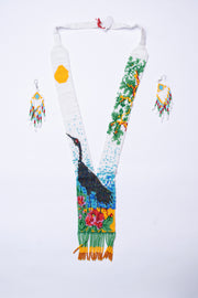 Handwoven Peacock Garden Seed Bead Necklace & Earring Set · Glass Seed Beads · Handcrafted