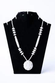 Hand-Carved Marble Architectural Bead Necklace