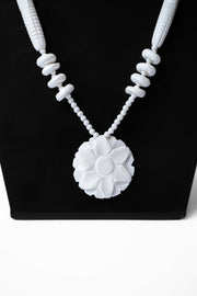 Hand-Carved Marble Architectural Bead Necklace