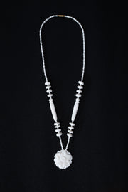Hand-Carved Marble Architectural Bead Necklace