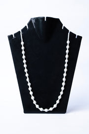 Hand-Carved Marble Ribbed & Smooth Bead Necklace Stone Jewellery