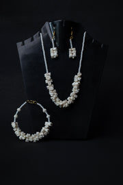 Hand-Carved Marble Jewelry Set — Necklace, Bracelet & Earrings Stone Jewelry