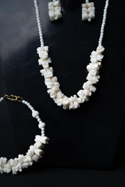 Hand-Carved Marble Jewelry Set — Necklace, Bracelet & Earrings Stone Jewelry